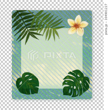 Frame material [plumeria, palm, monstera] sea message card 104901227