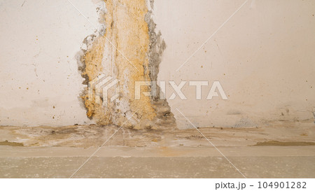 Damage ceiling from water pipelines leakage. Housing problem concept 104901282