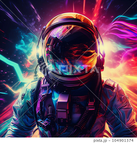 Astronaut on Abstract Bright Background Astronaut on Abstract Bright Background 104901374