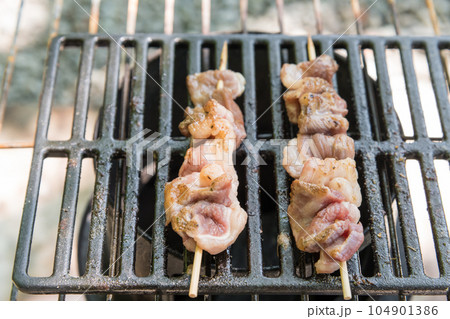 【オートキャンプ場でソロキャンプ 熾火で焼き鳥カルビを焼く】 【オートキャンプ場でソロキャンプ 熾火で焼き鳥カルビを焼く】 104901386