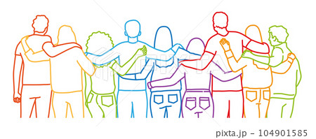 Group of happy friends hugging. Group of happy friends hugging. 104901585
