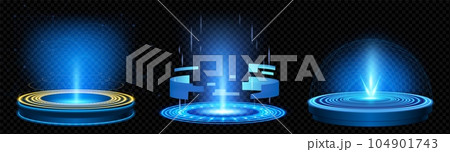 Blue hologram tech game portal with light effect Blue hologram tech game portal with light effect 104901743