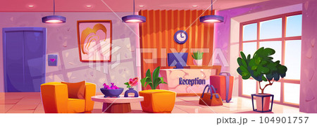 Cartoon hotel lobby interior design Cartoon hotel lobby interior design 104901757