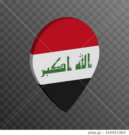 Map pointer with Iraq flag. Vector illustration. 104901964
