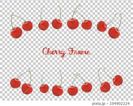 Cherry frame with watercolor touch 104902224