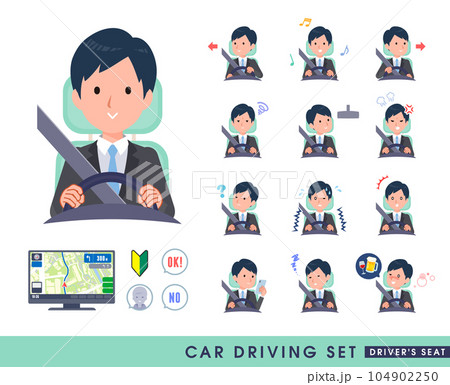 車を運転するビジネス男性のセット 車を運転するビジネス男性のセット 104902250