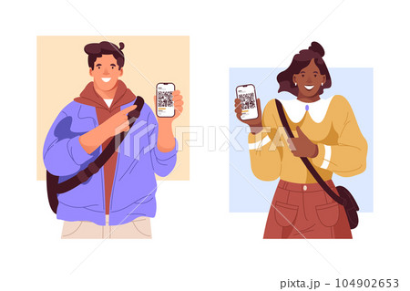 Bar code sign or Qr code label, vector illustrations or cliparts set. 104902653