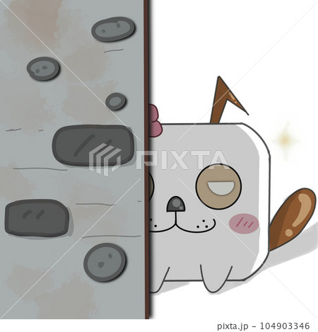 Half of shitzu can see behind the wall, cartoon,PNG, 104903346