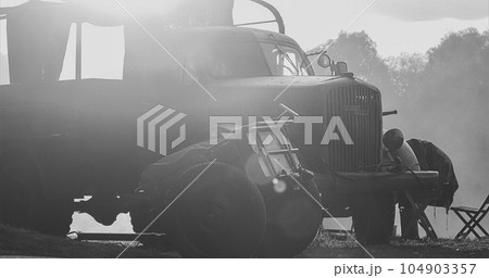 German Military Ammunition. German Vehicle Truck Opel Blitz And German Infantry Cart Or Handcart Infanteriekarren If8 Of World War Ww Ii. Black And White . German World War Ii Automotive German Military Ammunition. German Vehicle Truck Opel Blitz And German Infantry Cart Or Handcart Infanteriekarren If8 Of World War Ww Ii. Black And White . German World War Ii Automotive 104903357