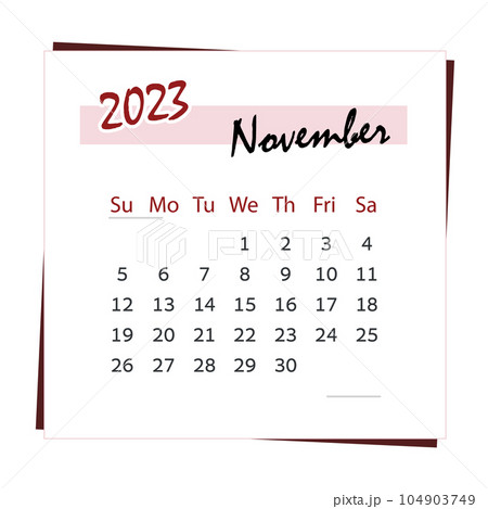 Calendar 2023. For month of November. Square calendar Calendar 2023. For month of November. Square calendar 104903749