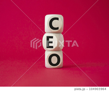 CEO - hief executive officer symbol. Concept word CEO on wooden cubes. Beautiful red background. Business and CEO concept. Copy space. CEO - hief executive officer symbol. Concept word CEO on wooden cubes. Beautiful red background. Business and CEO concept. Copy space. 104903964