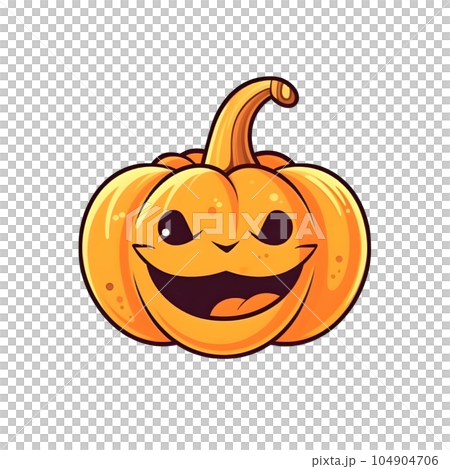 halloween cute cartoon pumpkin character smile isolated on white background generative AI. 104904706
