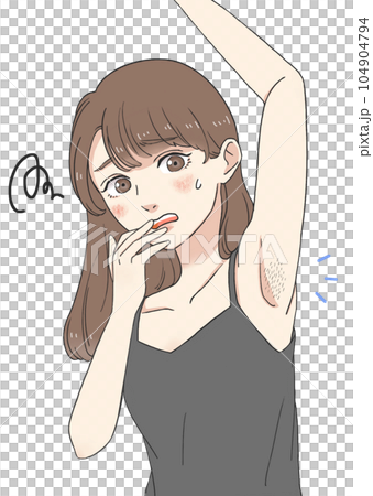 ワキ毛が気になる女性 104904794