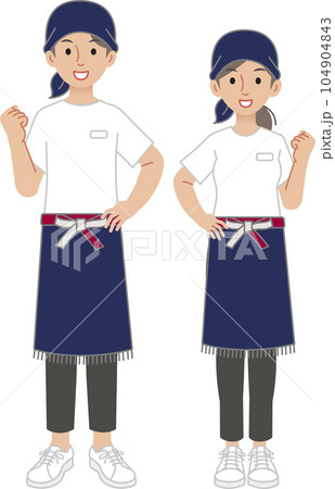 居酒屋店員の男女がガッツポーズ 居酒屋店員の男女がガッツポーズ 104904843