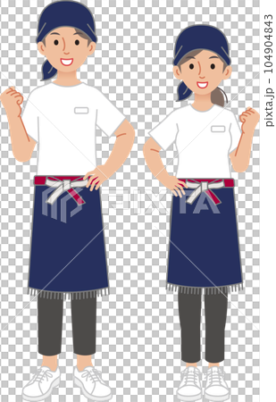 居酒屋店員の男女がガッツポーズ 居酒屋店員の男女がガッツポーズ 104904843