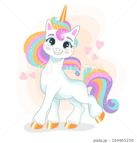 Cute cartoon character unicorn 13 104905250