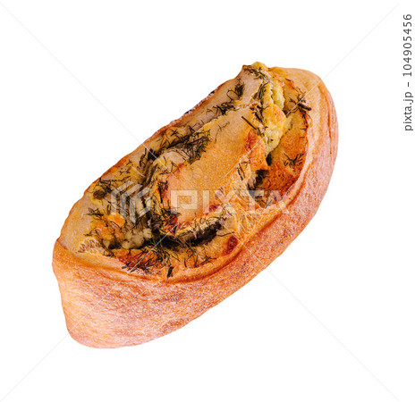 bun with olives and parsley on white 104905456