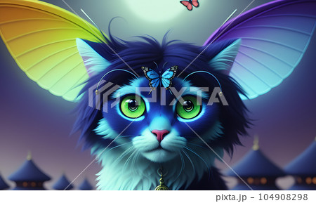 Fantastic creature a mixture of animal and insect, created with the help of artificial intelligence. 104908298