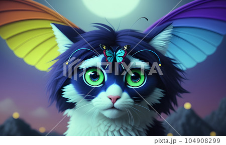 Fantastic creature a mixture of animal and insect, created with the help of artificial intelligence. 104908299