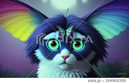 Fantastic creature a mixture of animal and insect, created with the help of artificial intelligence. 104908300