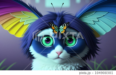 Fantastic creature a mixture of animal and insect, created with the help of artificial intelligence. 104908301