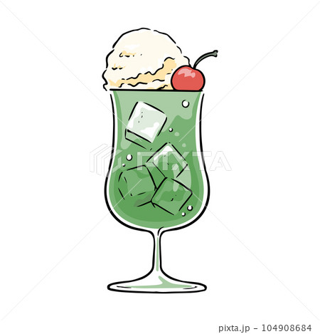 手描きのメロンソーダフロート 104908684