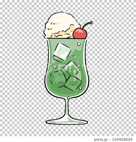 手描きのメロンソーダフロート 104908684
