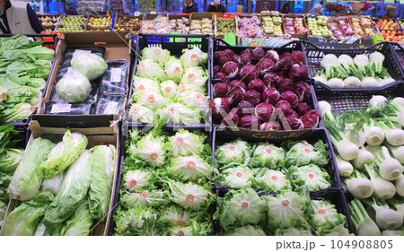 新鮮な野菜がいっぱい イタリアの野菜売り場 104908805