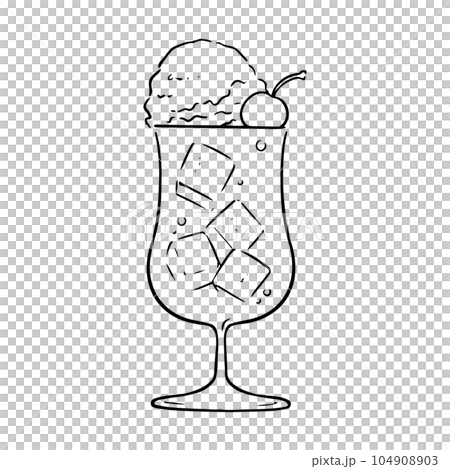 line drawing melon soda float 104908903