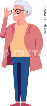 Elderly Woman Flat Style Cartoon Illustration. Senior People. Elderly Woman Flat Style Cartoon Illustration. Senior People. 104908980