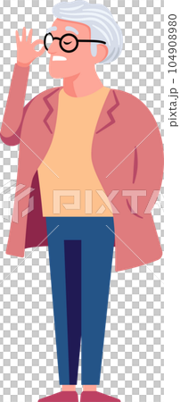 Elderly Woman Flat Style Cartoon Illustration. Senior People. Elderly Woman Flat Style Cartoon Illustration. Senior People. 104908980