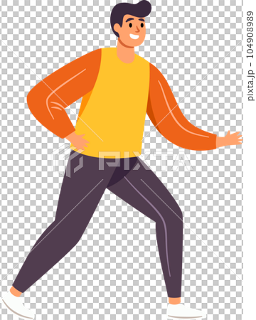 Man Running, Active and Happy, Embracing a Healthy Lifestyle, Flat Style Cartoon Illustration. Man Running, Active and Happy, Embracing a Healthy Lifestyle, Flat Style Cartoon Illustration. 104908989