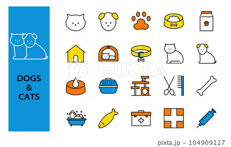 ペット関連のカラーアイコンセット 104909127