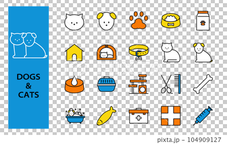 Pet related color icon set 104909127