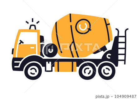 Concrete Mixing Truck as Construction Equipment and Heavy Machine for Industrial Work Vector Illustration Concrete Mixing Truck as Construction Equipment and Heavy Machine for Industrial Work Vector Illustration 104909487