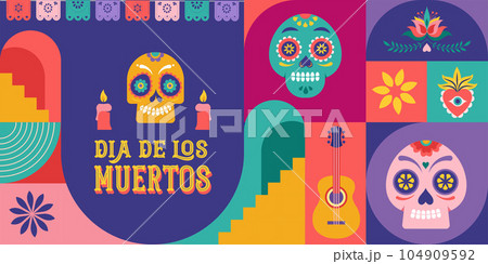 Dia de los muertos, Day of the dead, Mexican holiday, festival. Vector poster, banner and card in 104909592