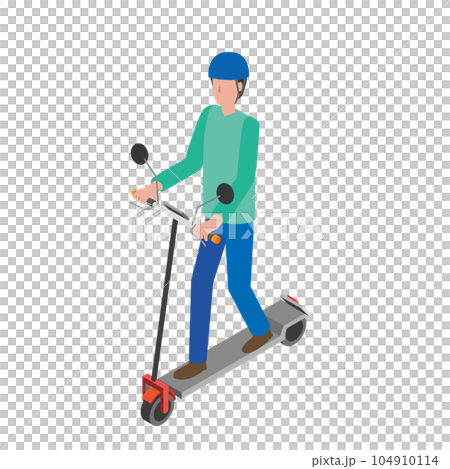 Man riding a kickboard 104910114