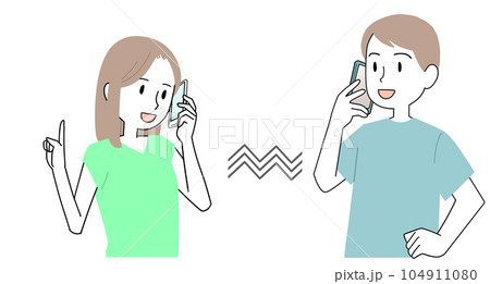 通話する男性と女性 通話する男性と女性 104911080