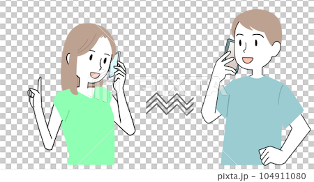通話する男性と女性 通話する男性と女性 104911080