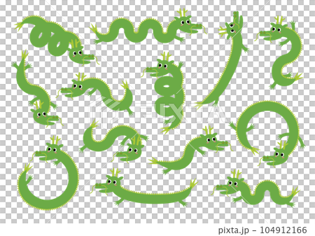 Illustration set of cute dragon characters Illustration set of cute dragon characters 104912166