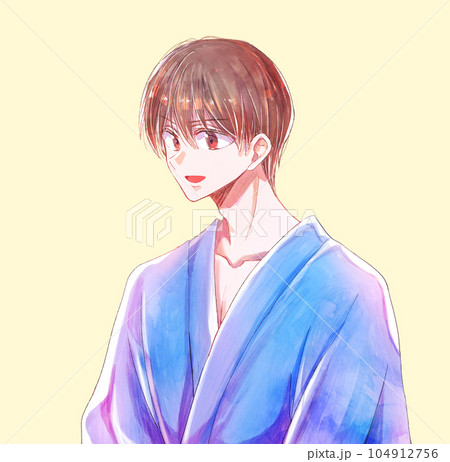 浴衣を着た男性　笑顔　挑発 104912756