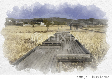 水彩画風　安芸国分寺歴史公園　広島県東広島市 104912762