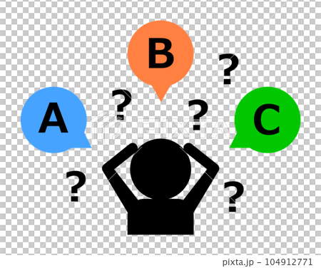 Illustration of a person suffering from three options 104912771