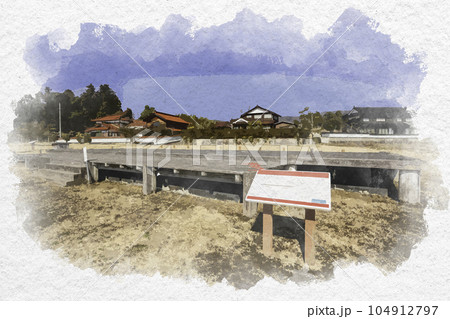 水彩画風　安芸国分寺歴史公園　国師院跡　広島県東広島市 104912797