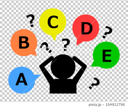 Illustration of a person suffering from five choices 104912798