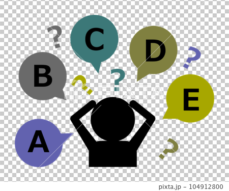 Illustration of a person suffering from five choices 104912800