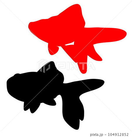 赤と黒の金魚のイラストシルエット 赤と黒の金魚のイラストシルエット 104912852