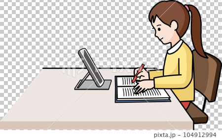 Girl studying on a tablet 104912994