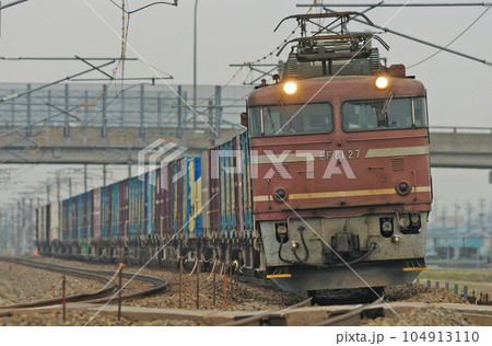北陸本線 加賀笠間ー美川 JR貨物 EF81-27(富山) 北陸本線 加賀笠間ー美川 JR貨物 EF81-27(富山) 104913110
