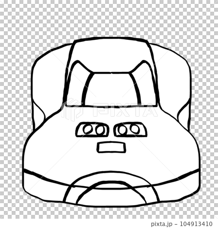 新幹線ドクターイエローを正面から見た線画イラスト。ドクターイエローの顔。 104913410